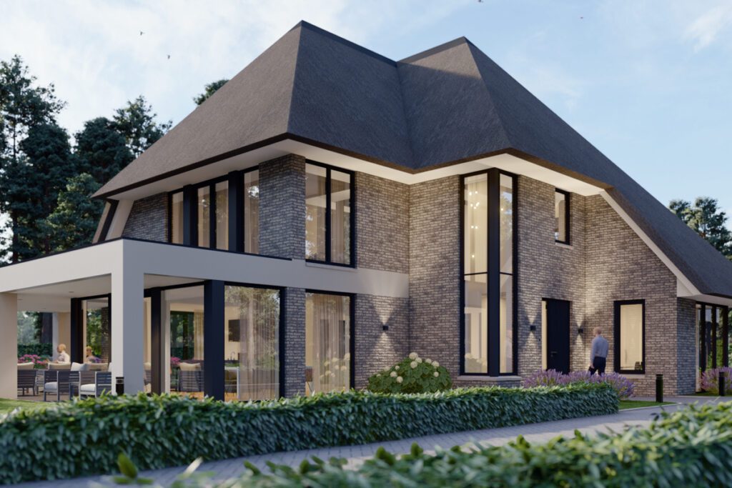 Rietgedekte villa ontwerp en impressie van Lichtenberg Exclusieve Villabouw