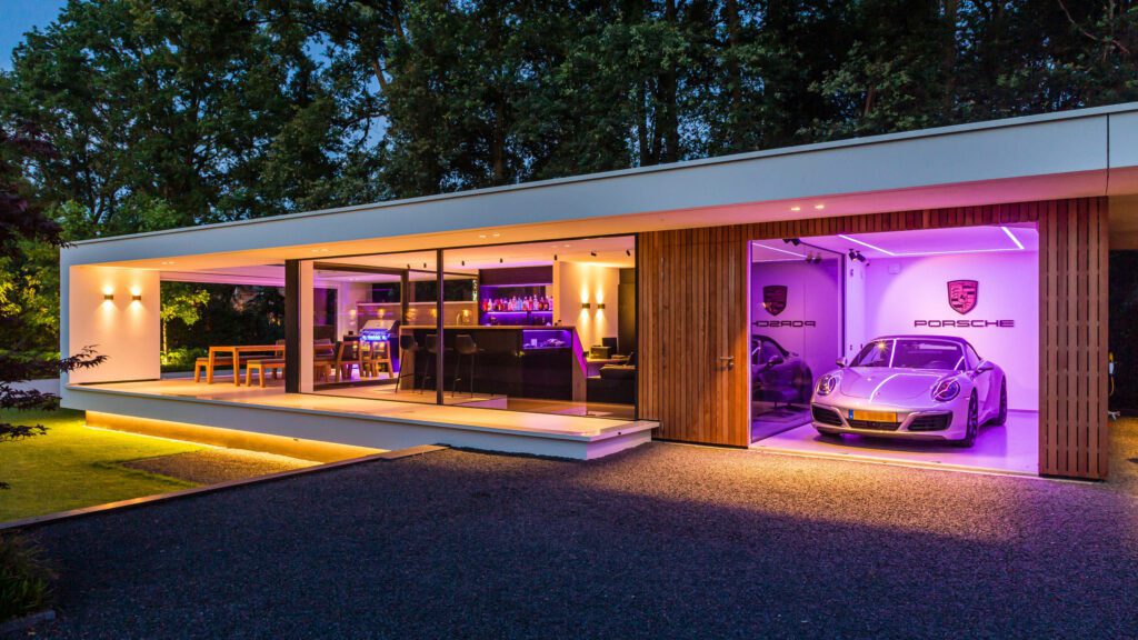 Villa bouwen met sfeerverlichting bij buitenruimte lichtenberg villabouw