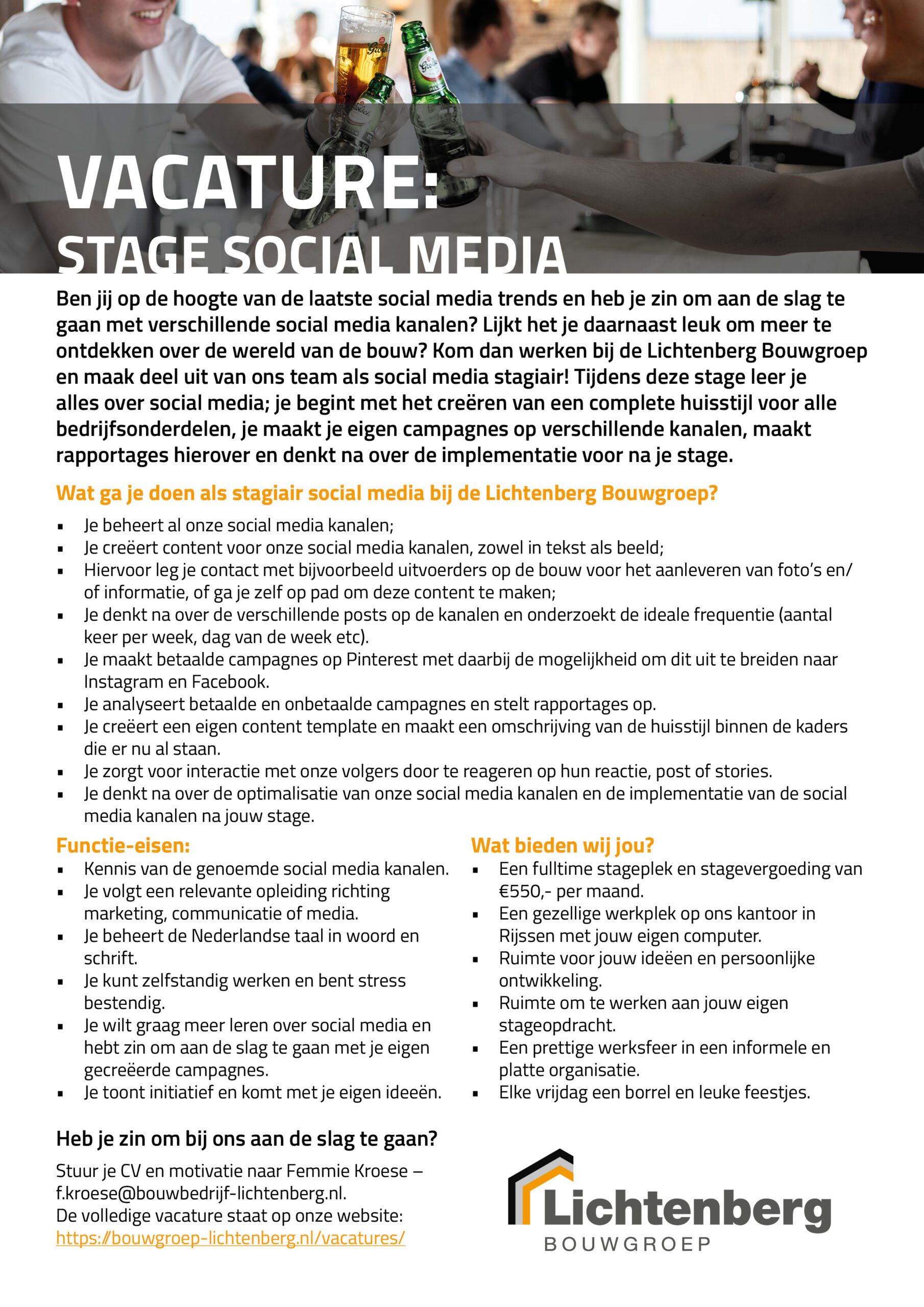 Vacature Lichtenberg Bouwgroep - Stage social media