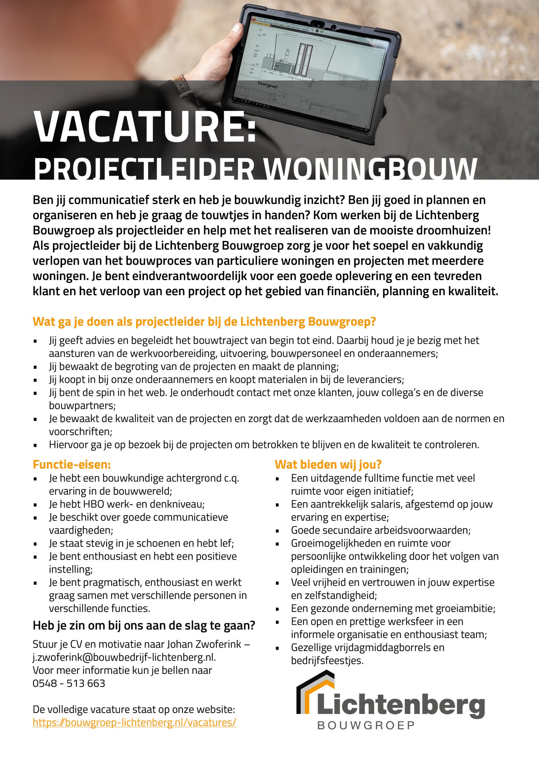 Vacature projectleider Lichtenberg Bouwgroep